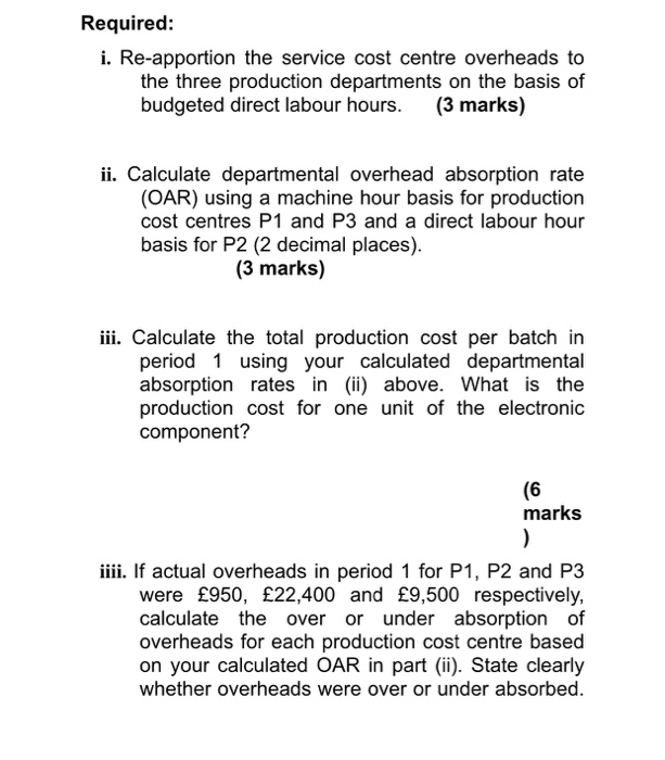 of 500 units at a time. The company has three production cost