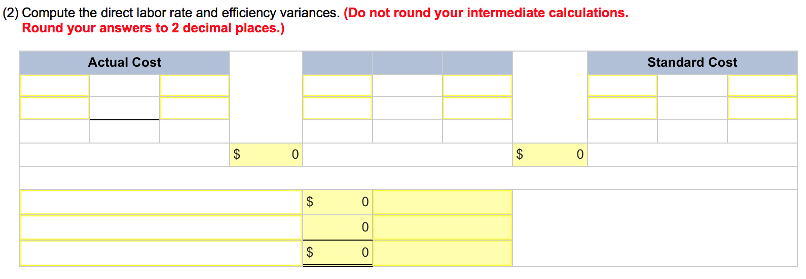 round your intermediate calculations. Round your answers to 2 decimal places.)The following