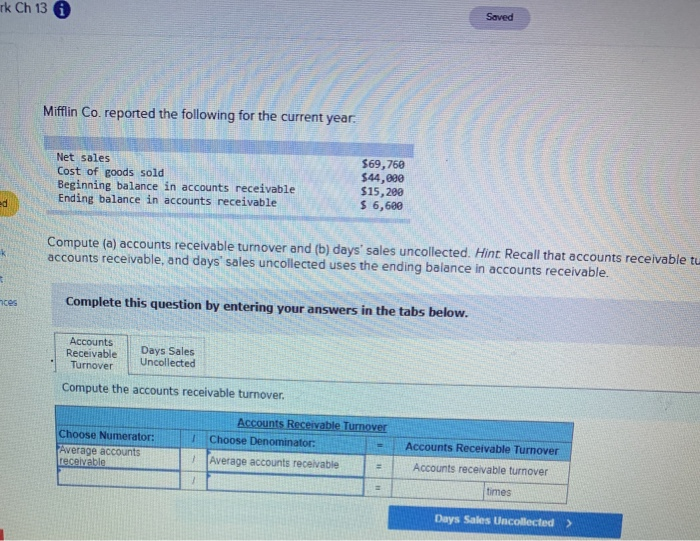  answer all questions /sections rk Ch 130 Saved Mifflin Co. reported