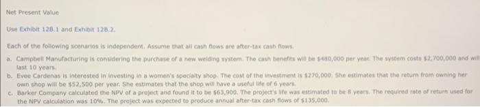  Net Present Value Use Exhibit 128.1 and Exhibit 128.2. Each of