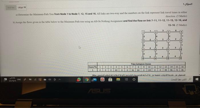  1 ap 10 a) Determine the Minimum Path Tree from Node