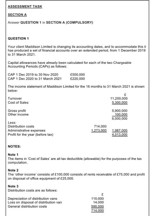  ASSESSMENT TASK SECTION A Answer QUESTION 1 in SECTION A (COMPULSORY)