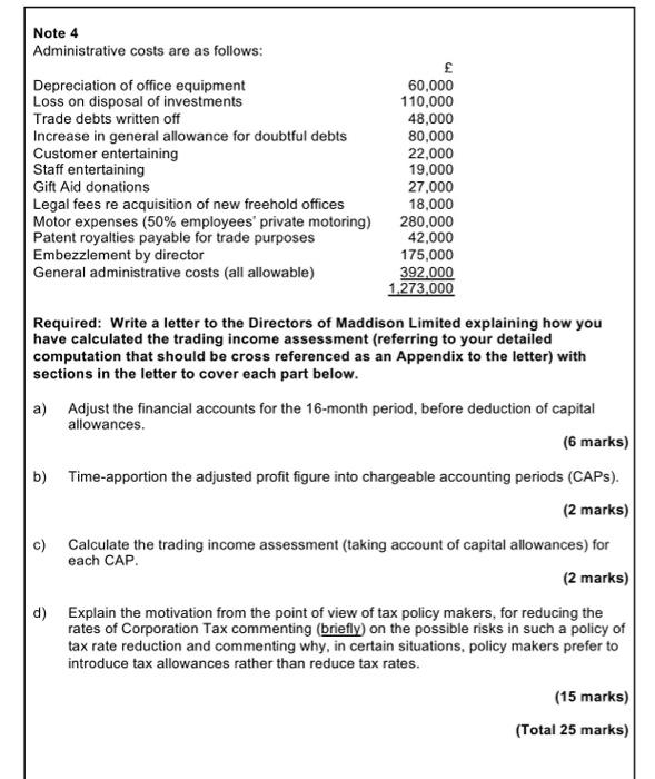 QUESTION 1 Your client Maddison Limited is changing its accounting dates, and