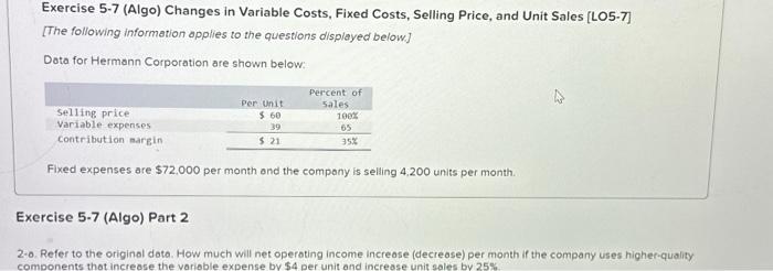  2-a. Refer to the original data. How much will net operating