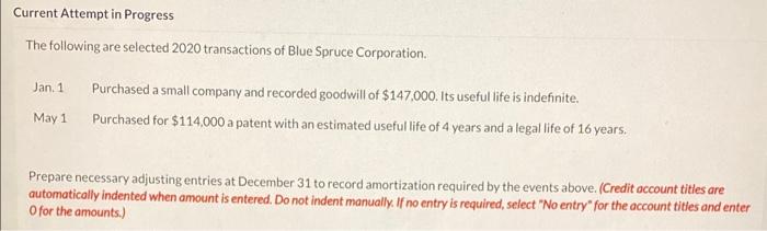  Current Attempt in Progress The following are selected 2020 transactions of