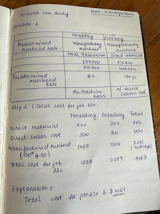  Accounts case study solution - 1 Predetermined overhead rate. Predetermined ourhead
