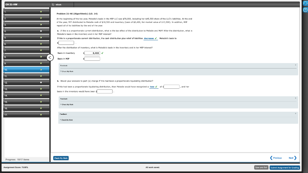 CH 21-HW Book Problem 21-46 (Algorithmic) (LO. 14) At the beginning