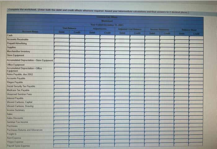 and balances below. All account balances are normal. Cash Accounts Receivable Prepaid
