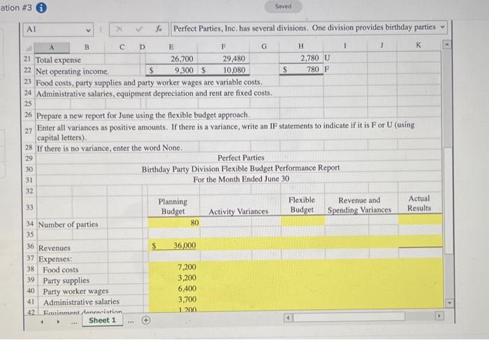 parties at their facility. Each party sold provides entertainment, decorations, food, and