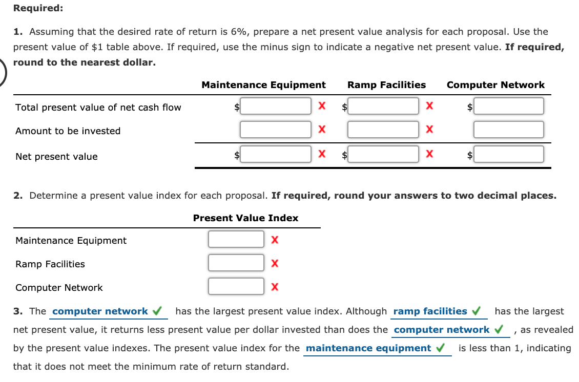 service company Continental Railroad Company is evaluating three capital investment proposals by