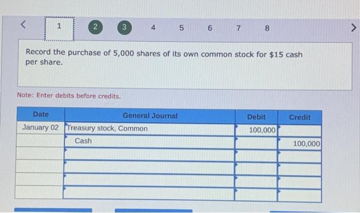 (2) 4 5 Note: Enter debits before credits. Coemon stock-\\$20 par value,