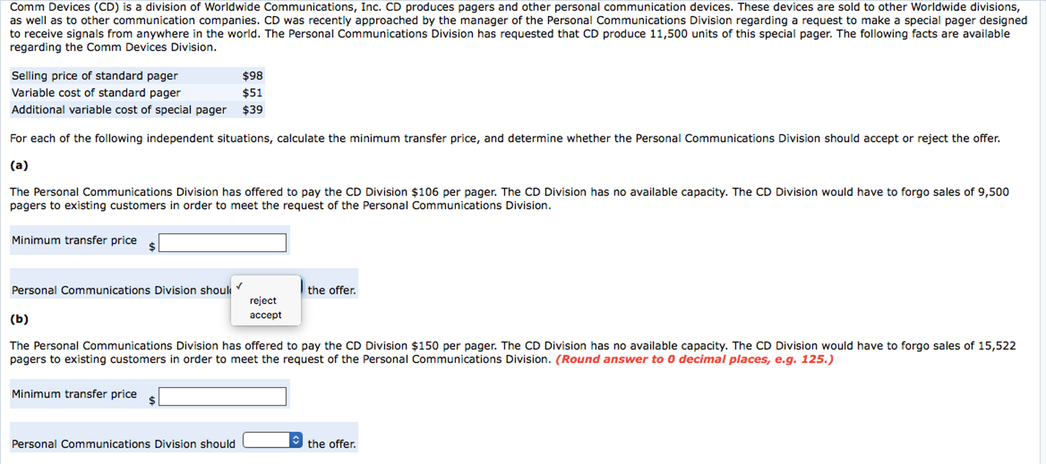 Please show correct answer's and complete work in same format. Comm Devices