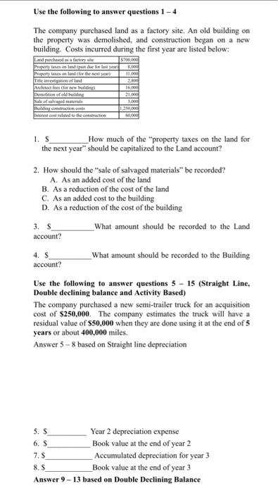  i need help please 9. $ Year 2 depreciation expense 10.