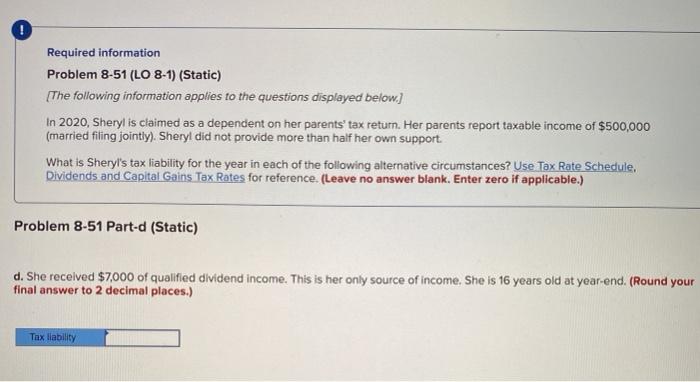 to the questions displayed below.) In 2020, Sheryl is claimed as a