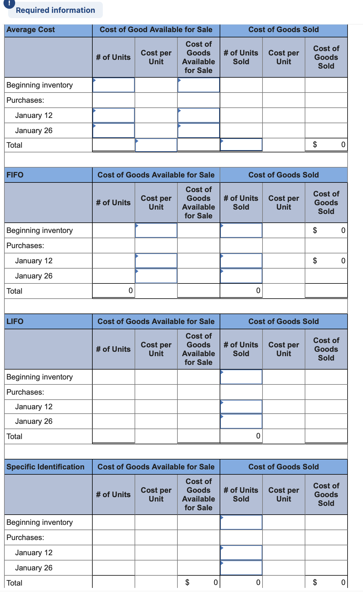  P7-3(Algo) Evaluating Four Alternative Inventory Methods Based on Income and Cash