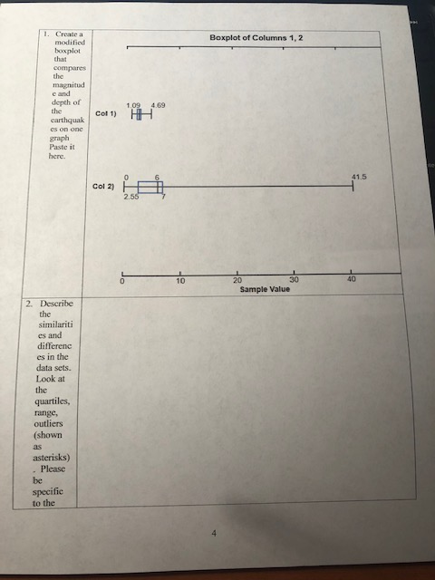 Help me solve this 1. Create a Boxplot of Columns 1, 2