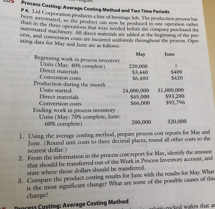 than in the three operations that Ber 01 Iugust. cess Costing: