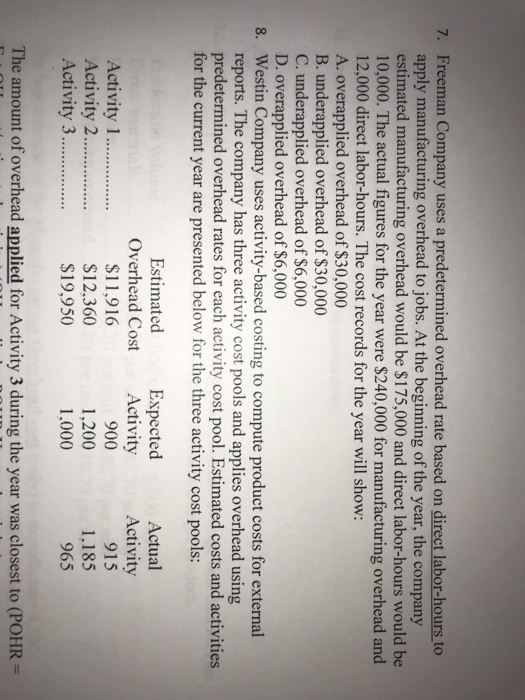  Freeman Company uses a predetermined overhead rate based on direct labor-hours