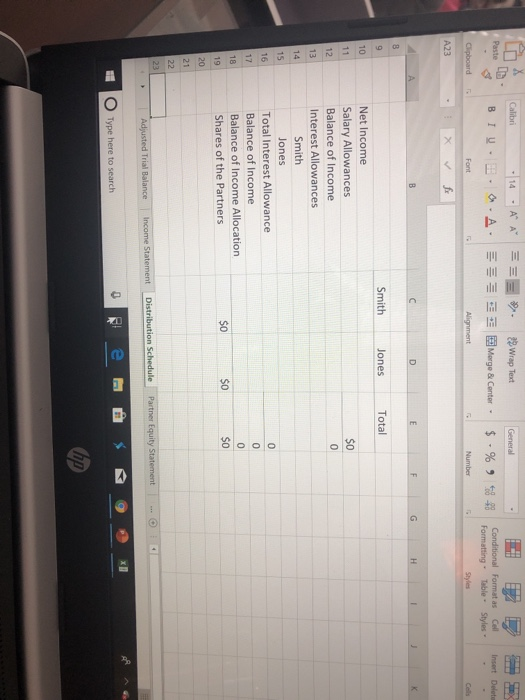 Trial Balance Income Statement Distribution Schedule Partner Equity Statement ! Type here