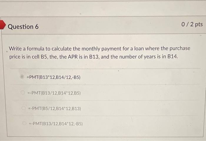 Write a formula to calculate the monthly payment for a loan