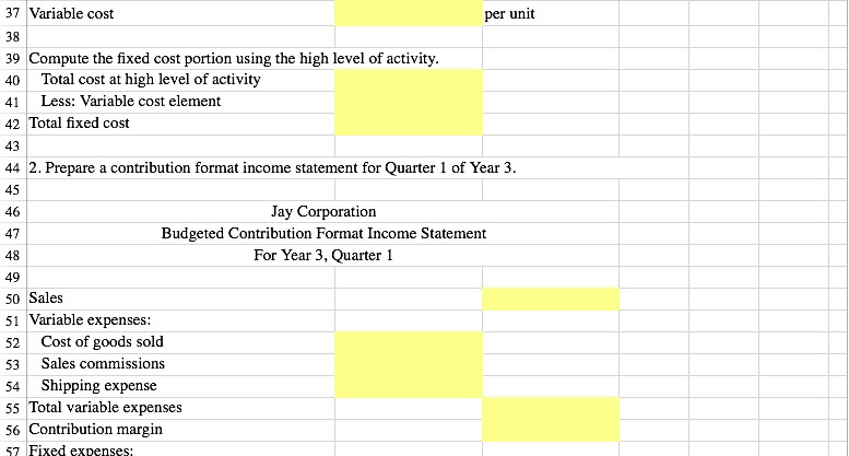contribution format income statement. Use the information included in the Excel Simulation