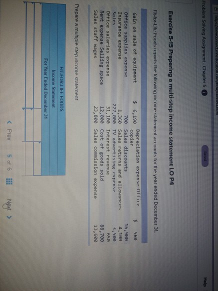  ewconnect. education.com Problem Solving Assignment - Chapter 5 0 Exercise 5-15