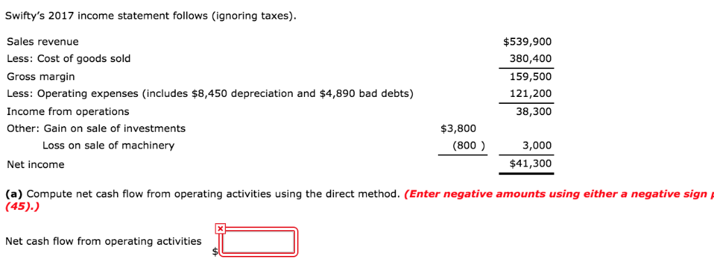 operating activities And use indirect methods for part b statement of cash