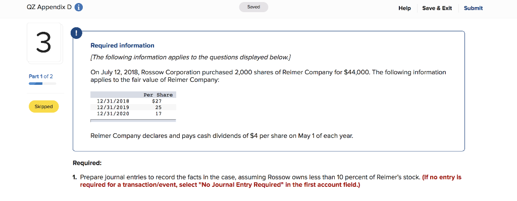 QZ Appendix D Saved Help Save & Exit Submit Required information
