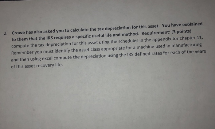 Q #2 only!! IRS Specific useful life method for tax depreciation on