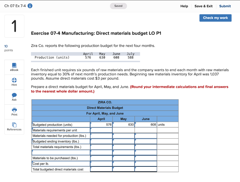  Ch 07 Ex 7-4 Saved Help Save & Exit Submit Check