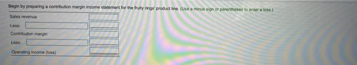 product line income statement showed the following Click the icon to view