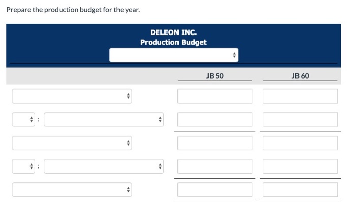 50 Product JB 60 Sales budget: Anticipated volume in units 402,300 $23