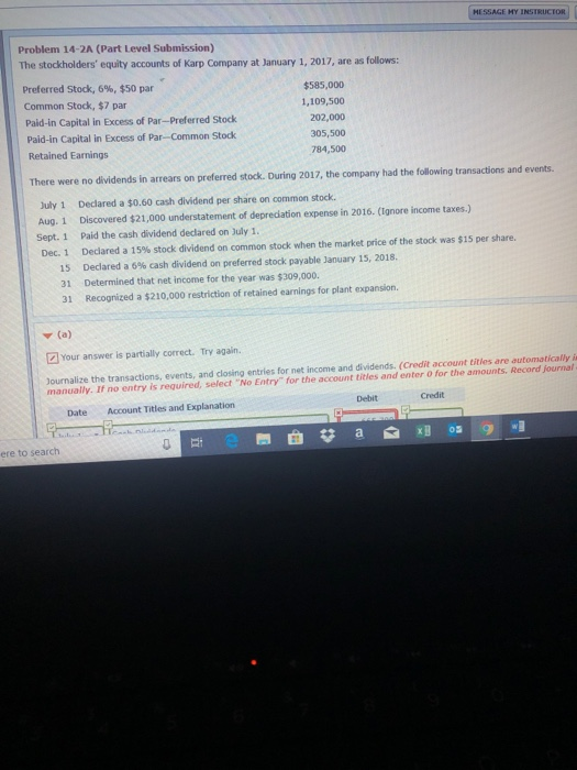 a stockholders' equity section at December 31, 2017. (Enter account name only
