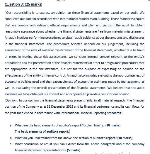 it should be free from plagiarism Question 3: (25 marks) "Our responsibility