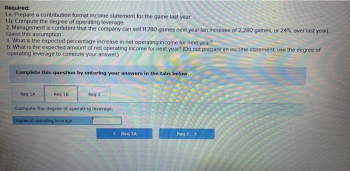 at a selling price of $69 per game. Fixed expenses associated with