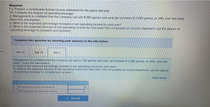 the game total $95.000 per year, and vanable expenses are $49 per