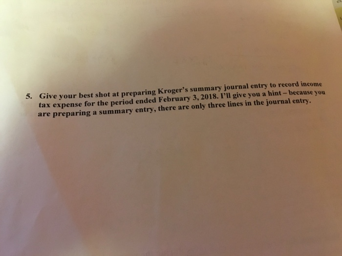 income? 2. Kroger provides the detail underlying the tax-related financial statement accounts