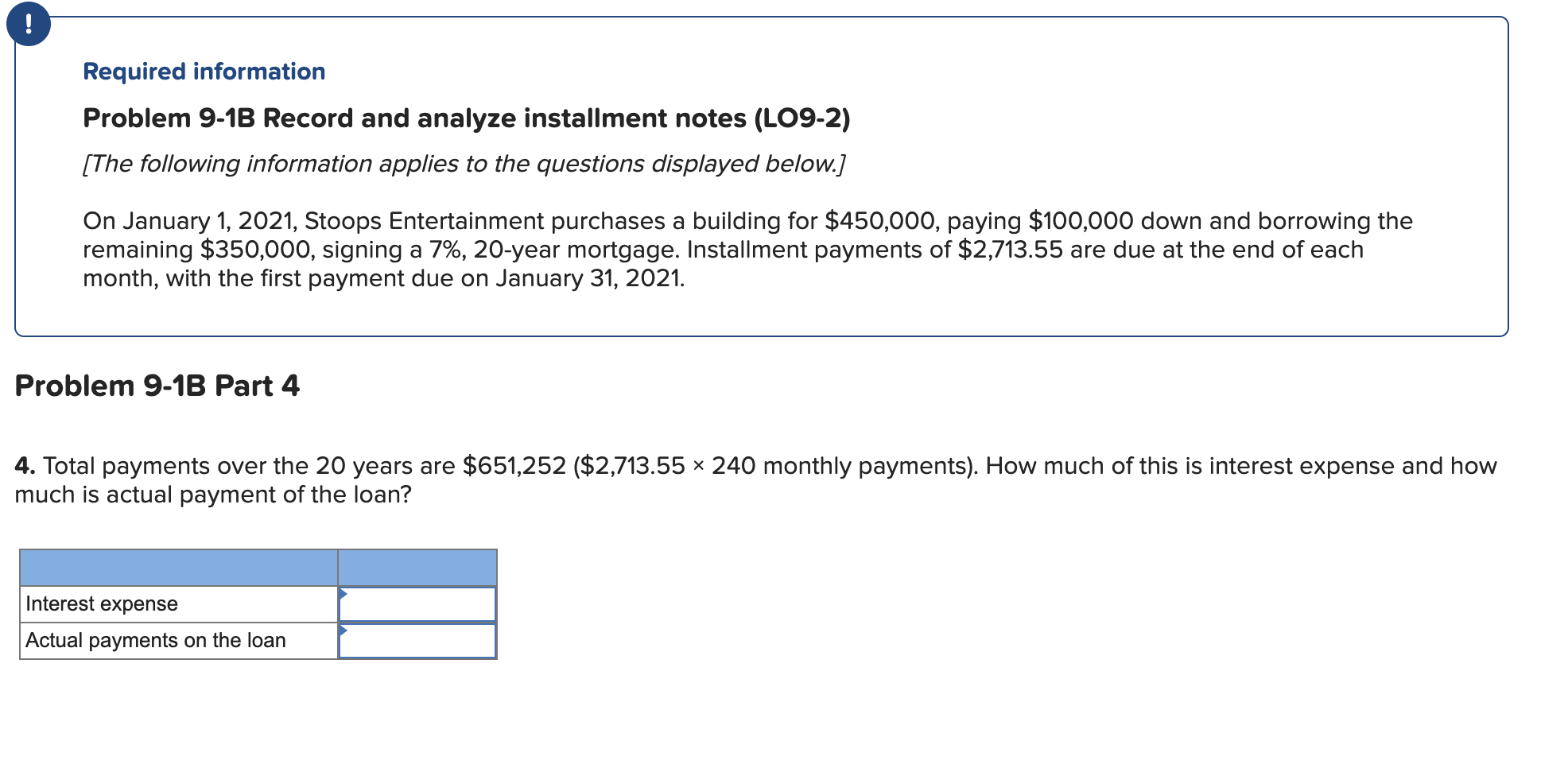 Stoops Entertainment purchases a building for $450,000, paying $100,000 down and borrowing
