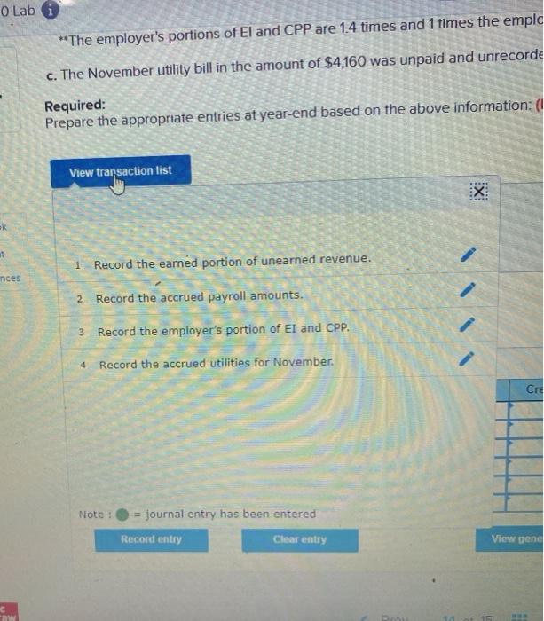 additional information at its November 30, 2020 year-end: a. The Unearned Revenue