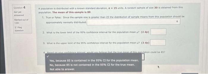mean of this sample is 80 . 1. True or False: Since