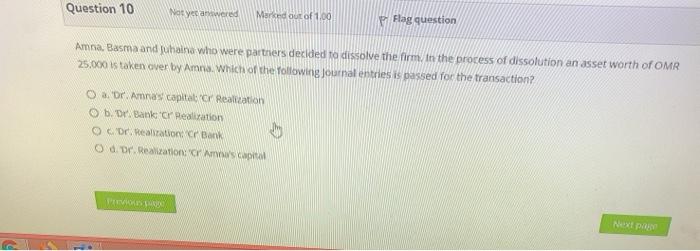 answered Macked out of 1.00 Flag question National Measurement partnership firm's Balance
