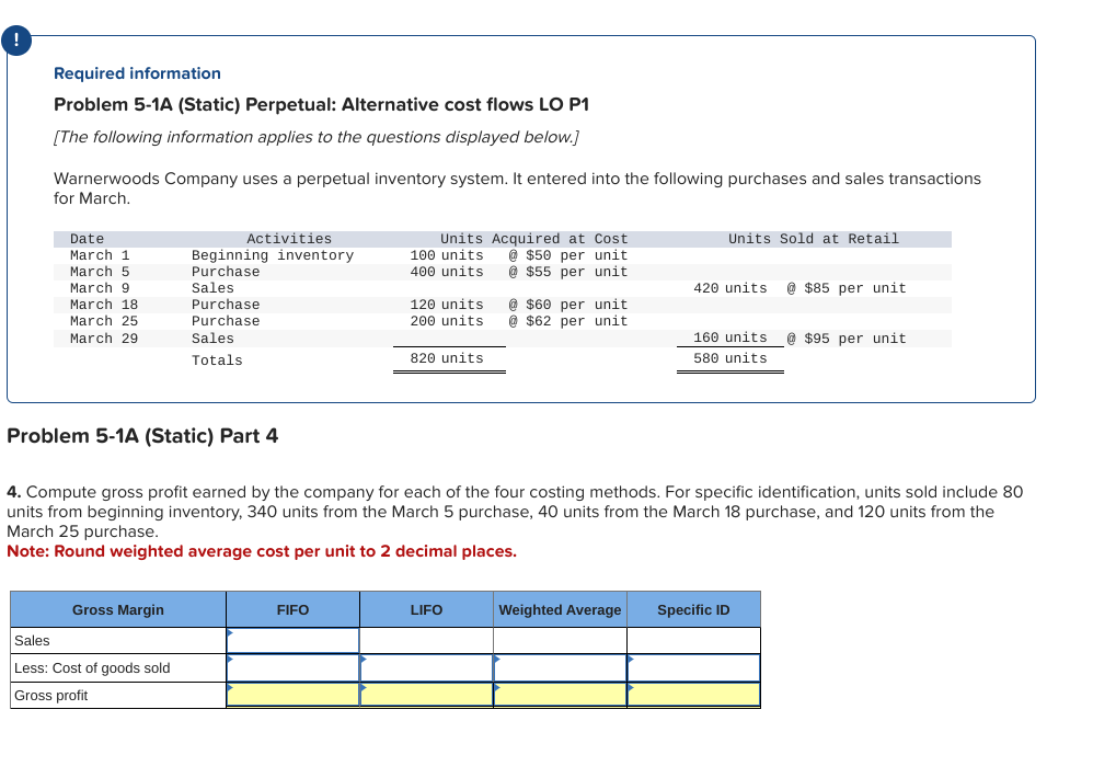 Required information Problem 5-1A (Static) Perpetual: Alternative cost flows LO P1
