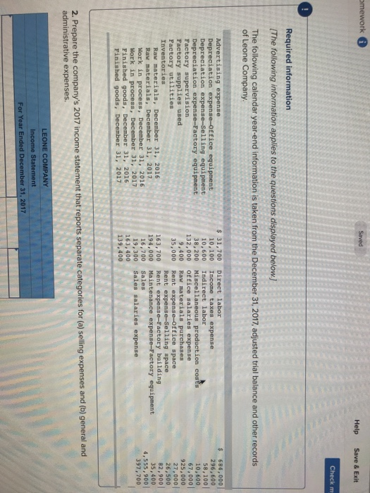  mework Help Save & Exit Check m Required information (The following