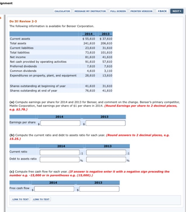  gnment CALCULATOR MESSAGE MY INSTRUCTOR FULL SCREEN PRINTER VERSION 4BACK NEXT
