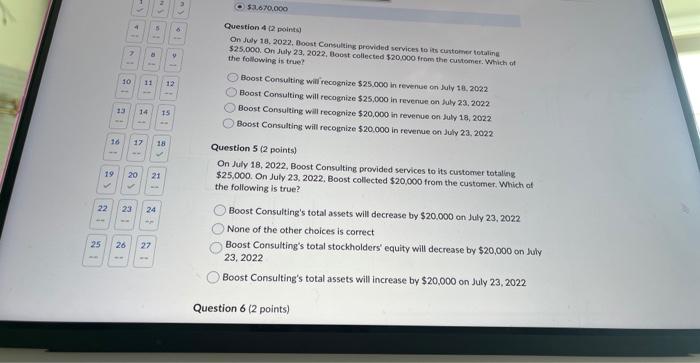  Question \& (2) points) July 18, 2022, Doost Cansufting provided services