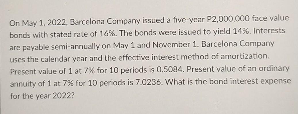 PLEASE ANSWER WITH SOLUTION ASAP THANKS On May 1, 2022, Barcelona