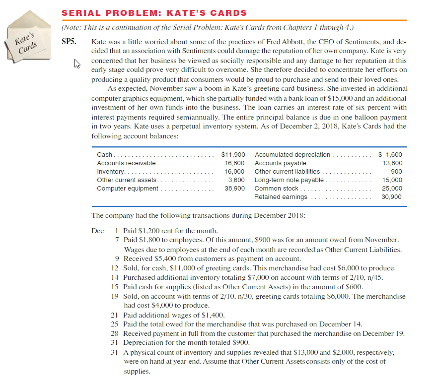 SERIAL PROBLEM: KATE'S CARDS Kate's Cards (Note: This is a continuation