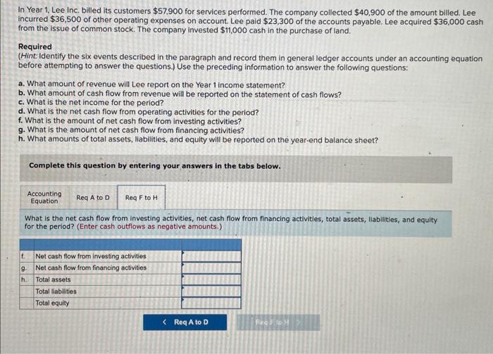In Year 1, Lee Inc. billed its customers $57,900 for services performed.