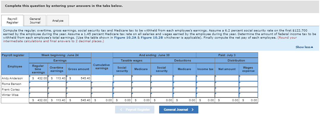 payroll transactions. LO 10-2, 10-3, 10-4, 10-5 Analyze: What are Andy Anderson's