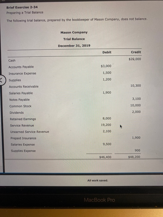  whatever i have done so far is wrong Brief Exercise 2-34